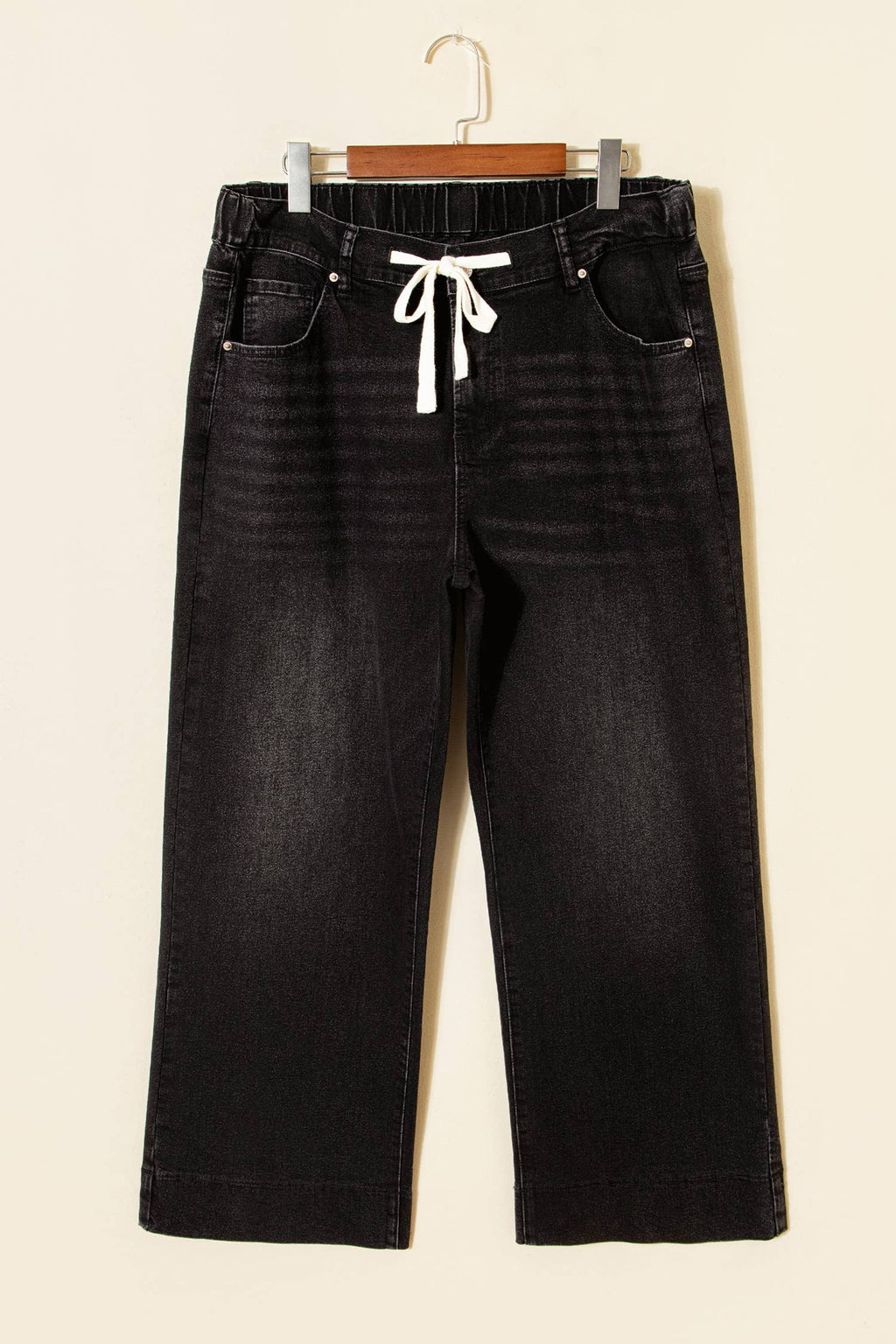 Acid Wash Contrast Lace-up Plus Size Jeans: Iceland Blue / Plus Size / Plus-3X