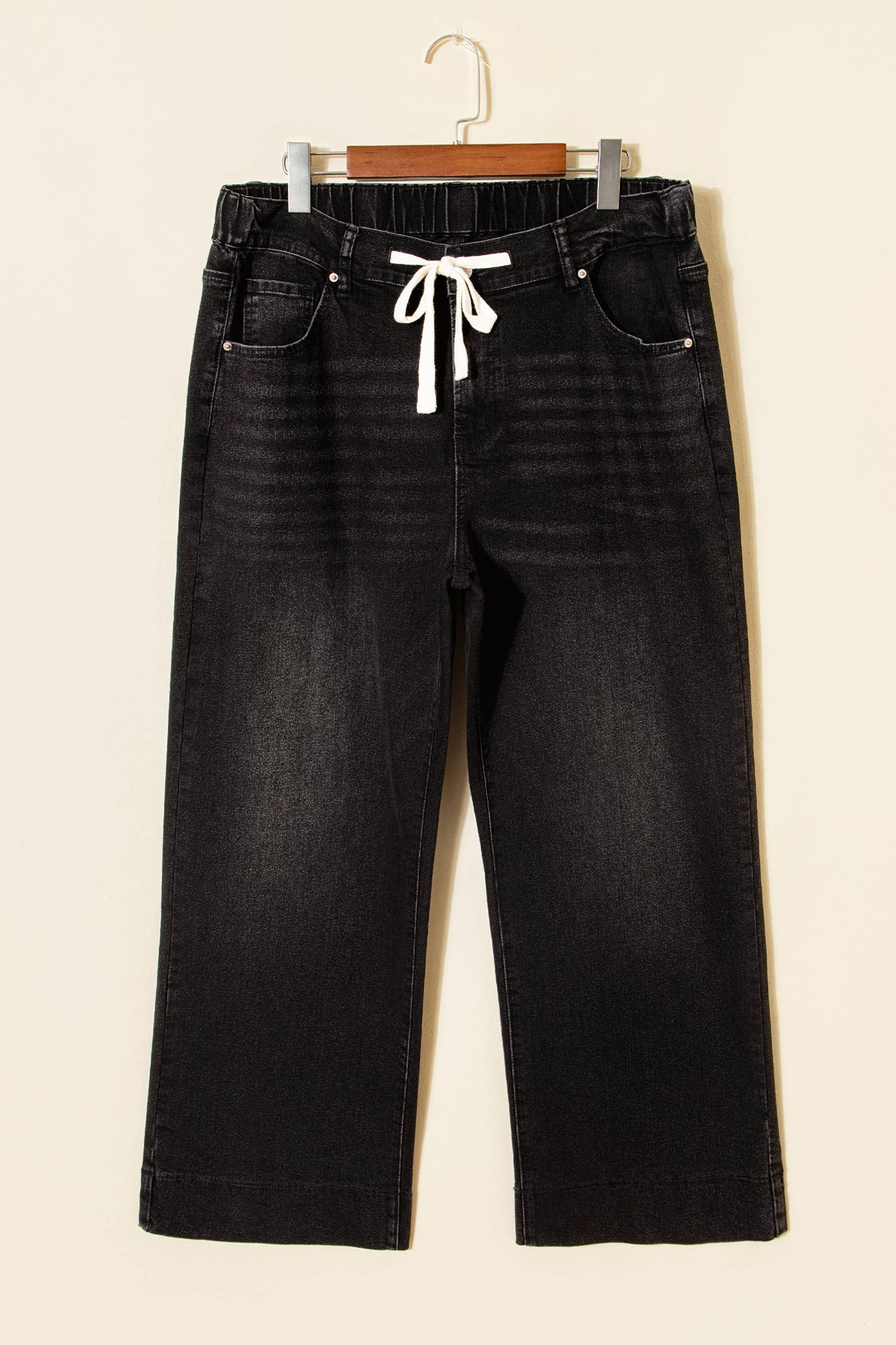 Acid Wash Contrast Lace-up Plus Size Jeans: Iceland Blue / Plus Size / Plus-2X
