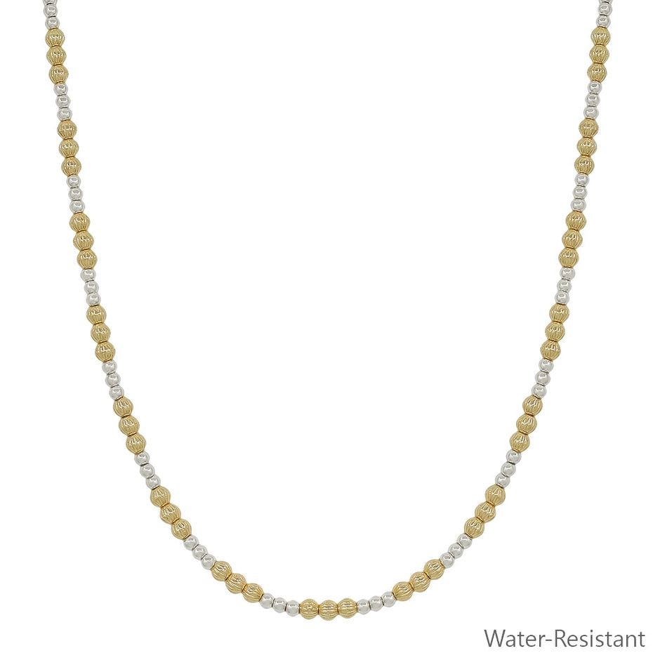 Water Resistant Gold and Silver 3mm and 4mm Beaded 16"-18" Necklace