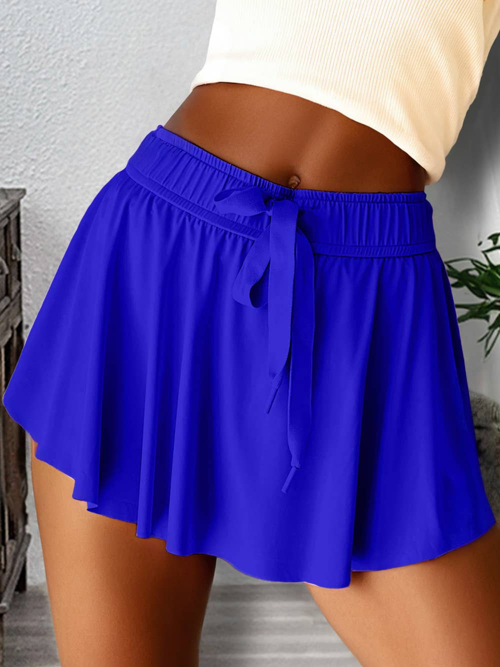 Drawstring High Waist Lined Tennis Skorts | 10 Colors S-4X: Black / XL