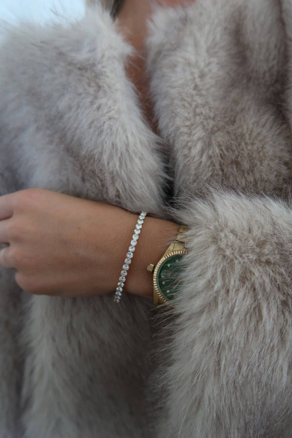 THICK STRETCHY TENNIS BRACELET: SILVER