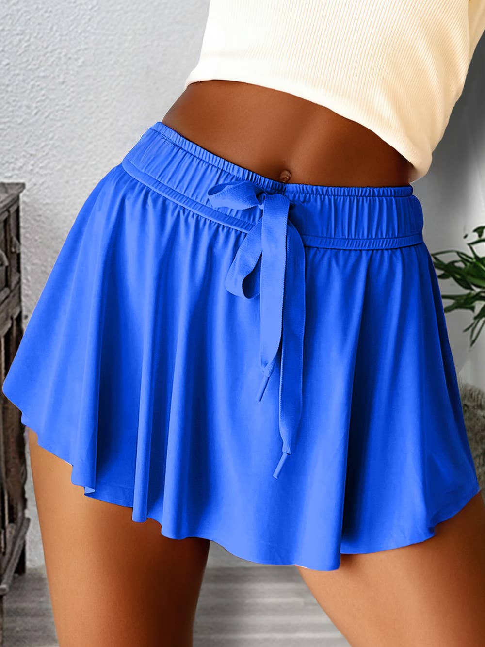 Drawstring High Waist Lined Tennis Skorts | 10 Colors S-4X: Black / XL