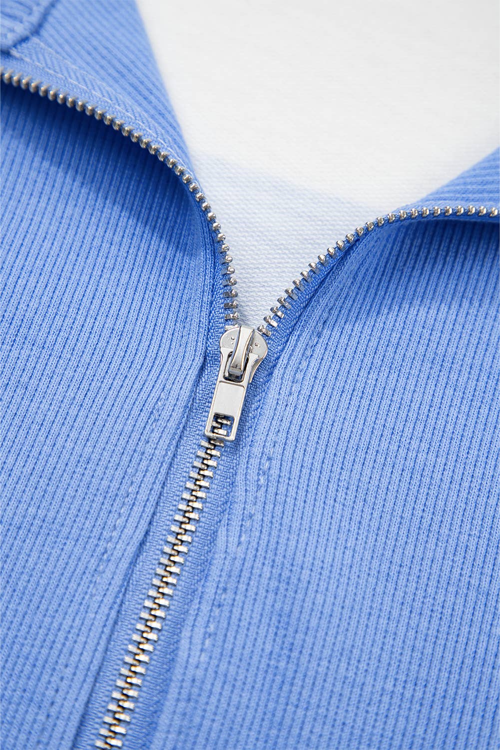 Striped Half Zip Oversize Tee Casual Shorts 2pcs Set | S-4X: Sky Blue Stripe / Plus-2X