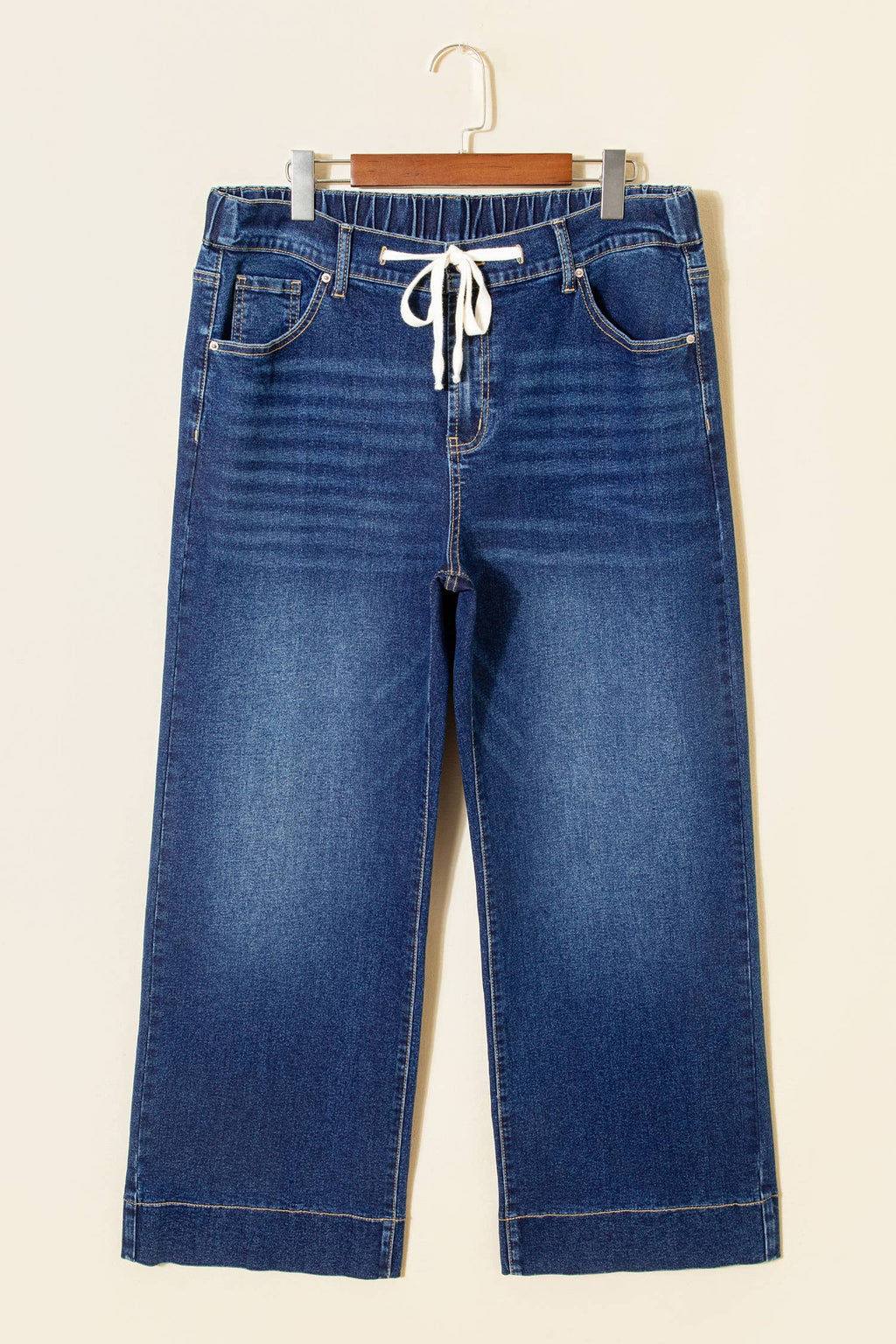 Acid Wash Contrast Lace-up Plus Size Jeans: Iceland Blue / Plus Size / Plus-4X