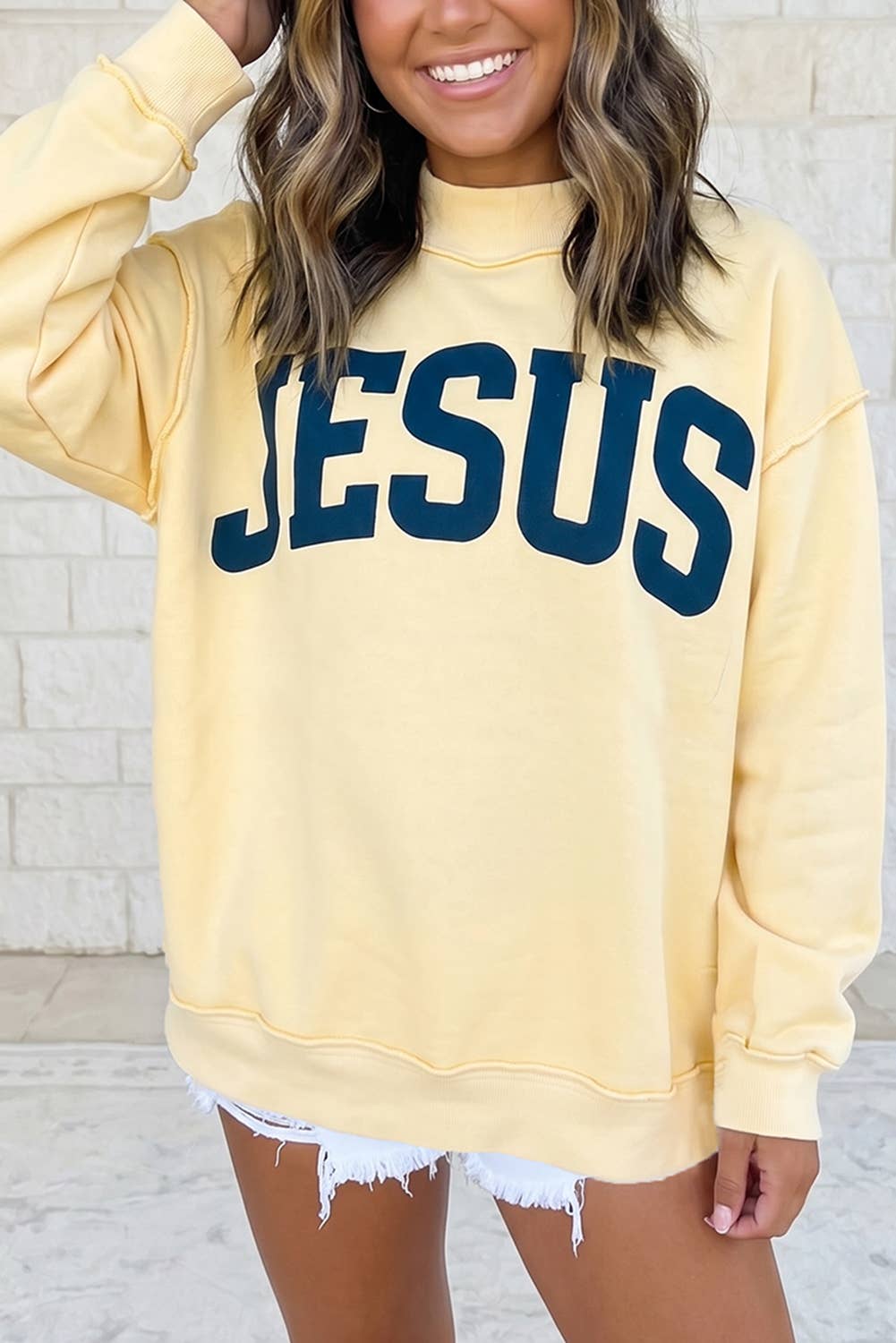 Plus Size Mock Neck Long Sleeve Oversized Tunic Sweatshirt: Light Grey / Plus-3X