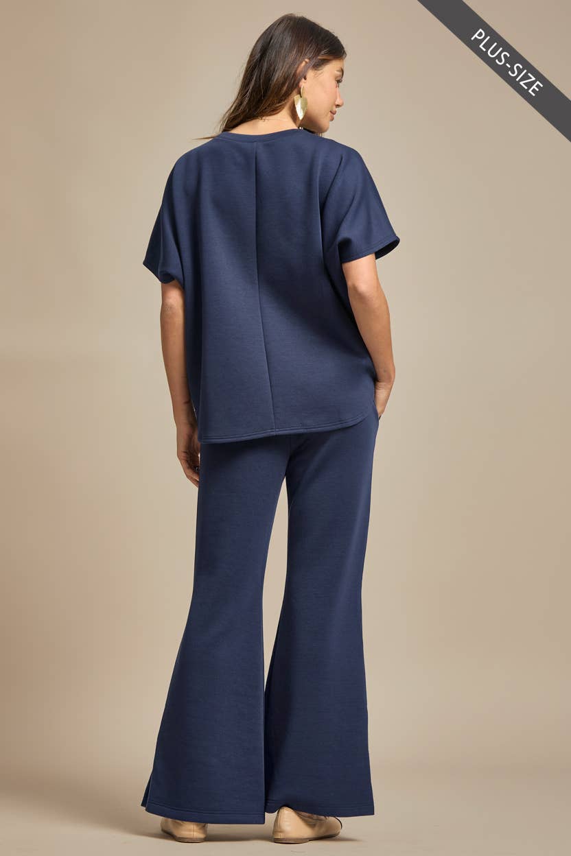 Faith Navy Poncho Top + Bell Bottom Set