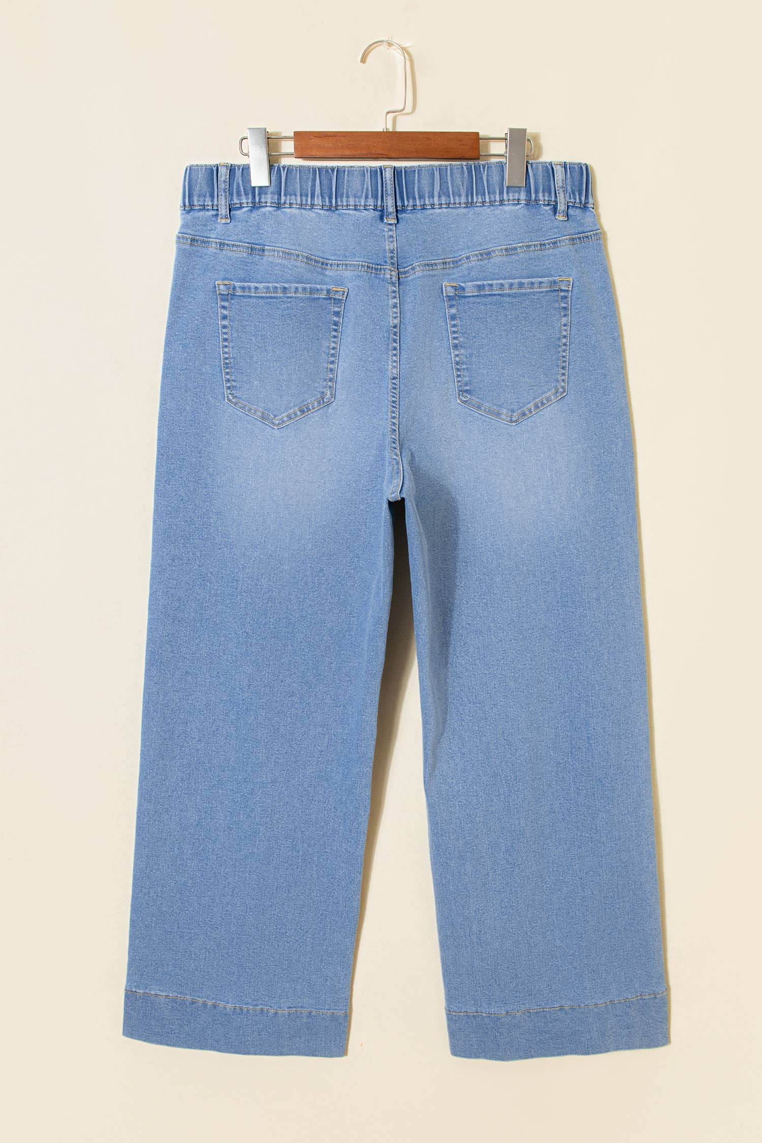 Acid Wash Contrast Lace-up Plus Size Jeans: Iceland Blue / Plus Size / Plus-3X