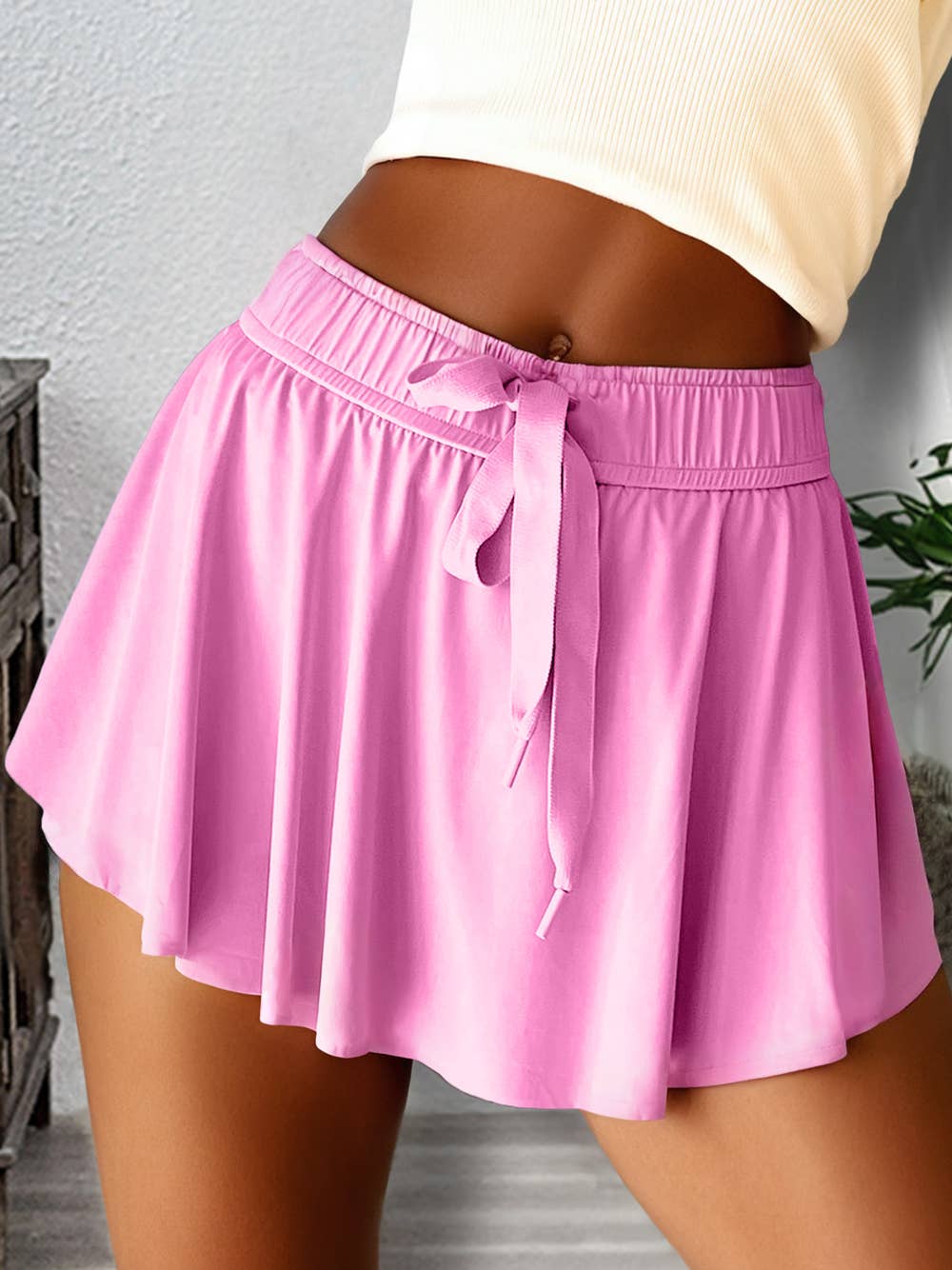 Drawstring High Waist Lined Tennis Skorts | 10 Colors S-4X: Black / XL