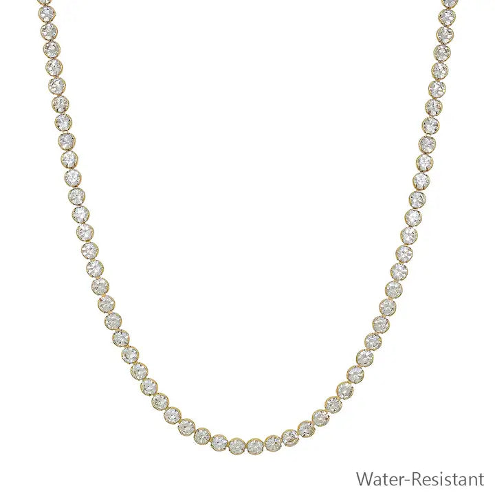 Water Resistant Gold with 4mm Rounded Tennis Necklace 16"-18" Necklace