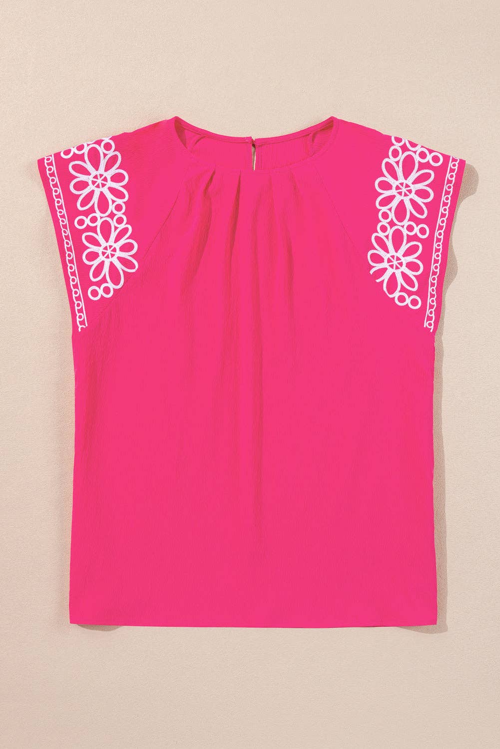 Claire Pink Floral Embroidered Sleeve Blouse