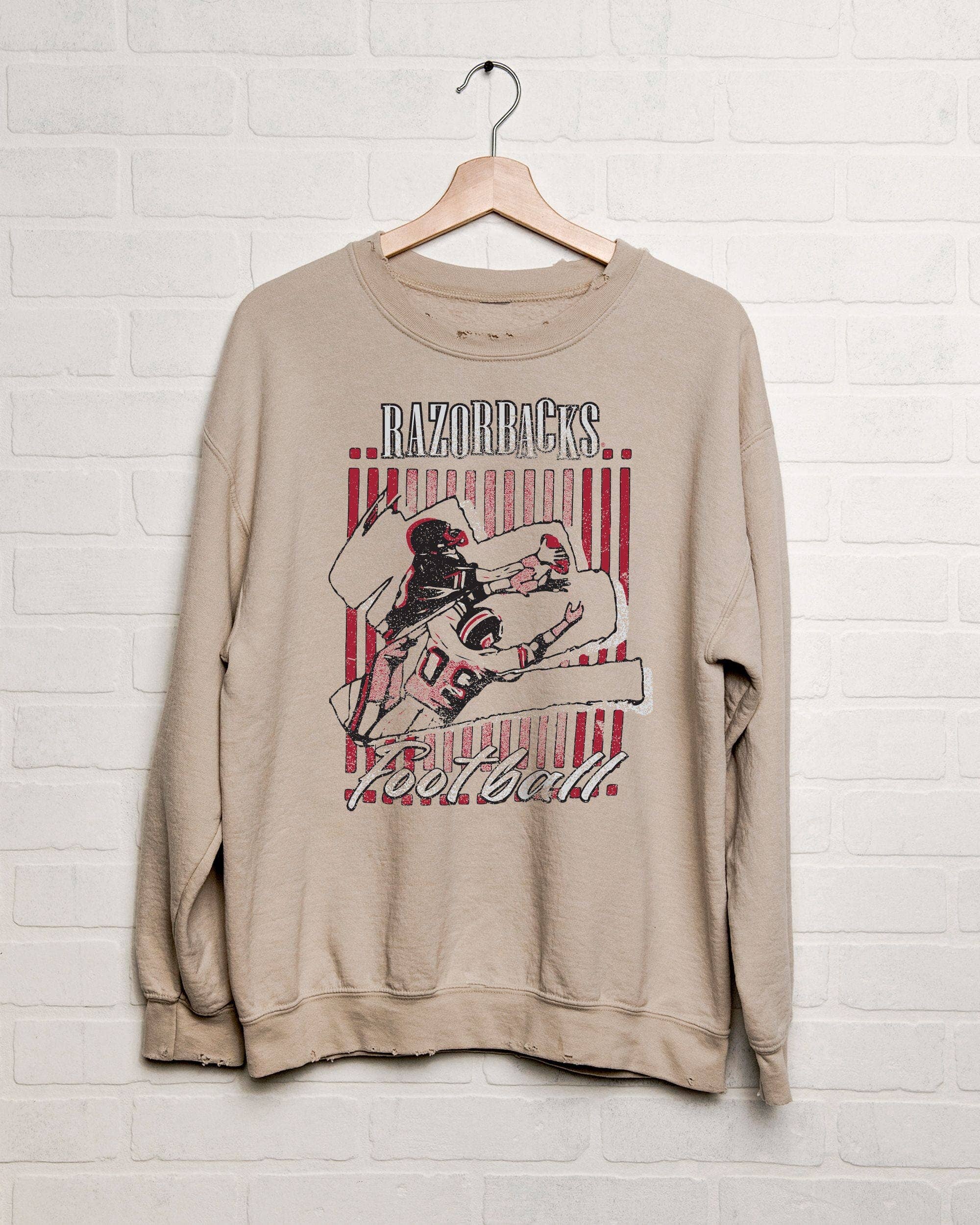 Arkansas Razorbacks Beach Shade Sand Thrifted Sweatshirt: S