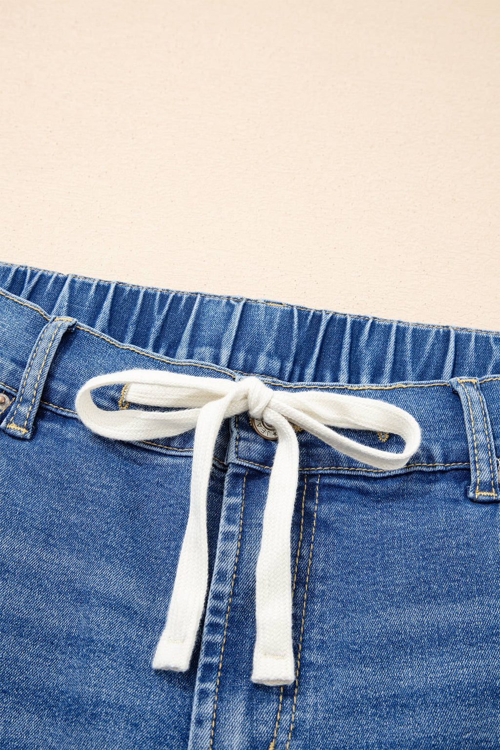 Acid Wash Contrast Lace-up Plus Size Jeans: Iceland Blue / Plus Size / Plus-3X