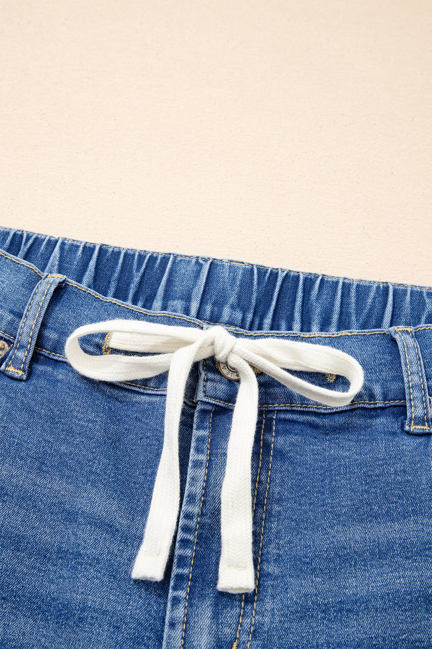 Acid Wash Contrast Lace-up Plus Size Jeans: Iceland Blue / Plus Size / Plus-3X