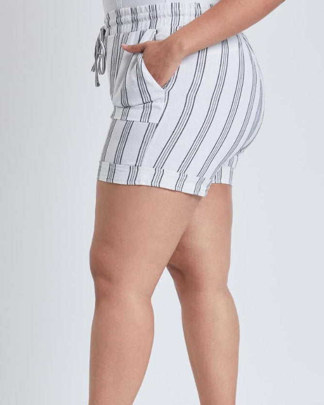 YMI Plus Drawstring Waistband Linen Shorts