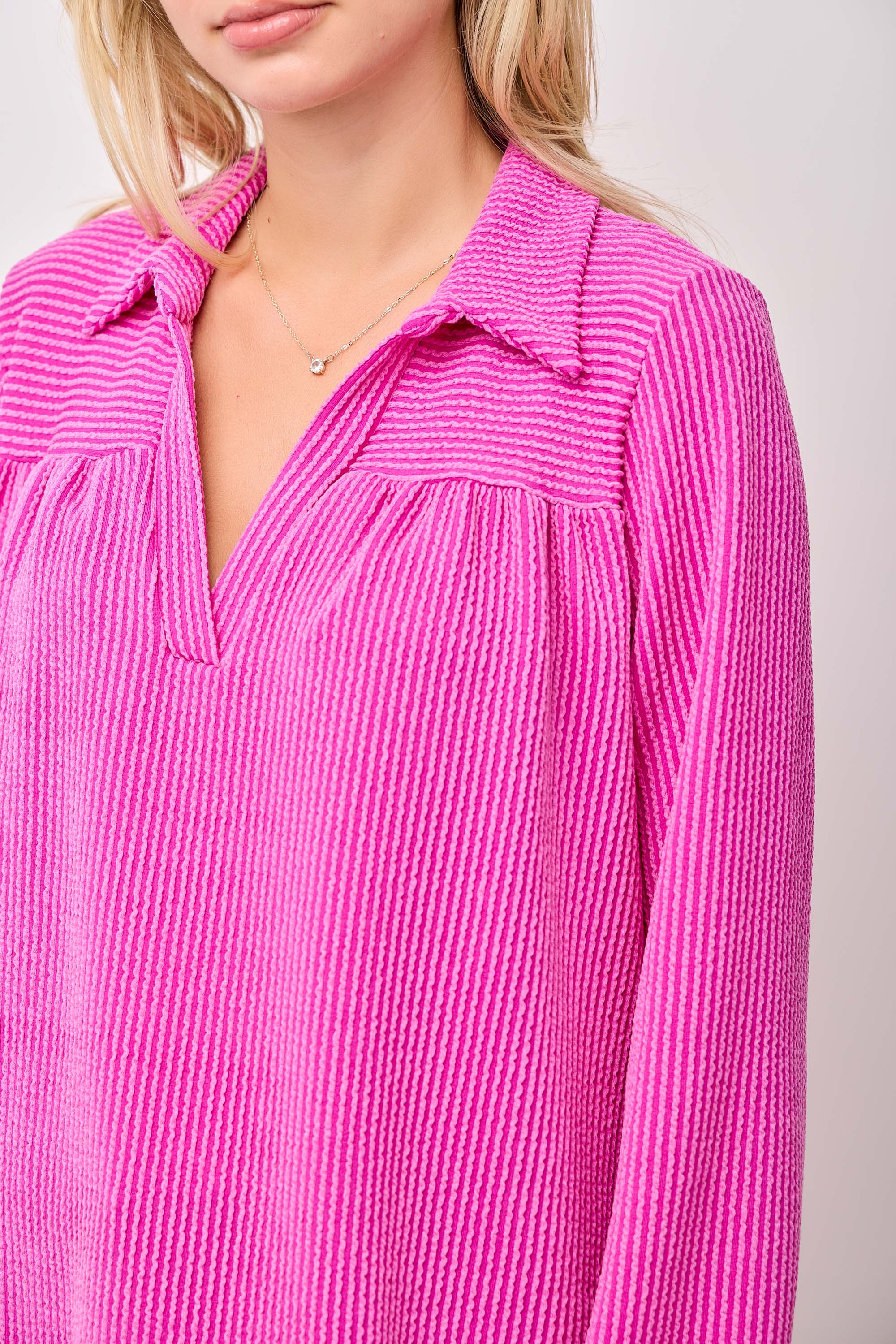 WOMEN'S PLUS SIZE CLASSIC V-NECK  RIB LONG SLEEVE TOP : Green / 3XL