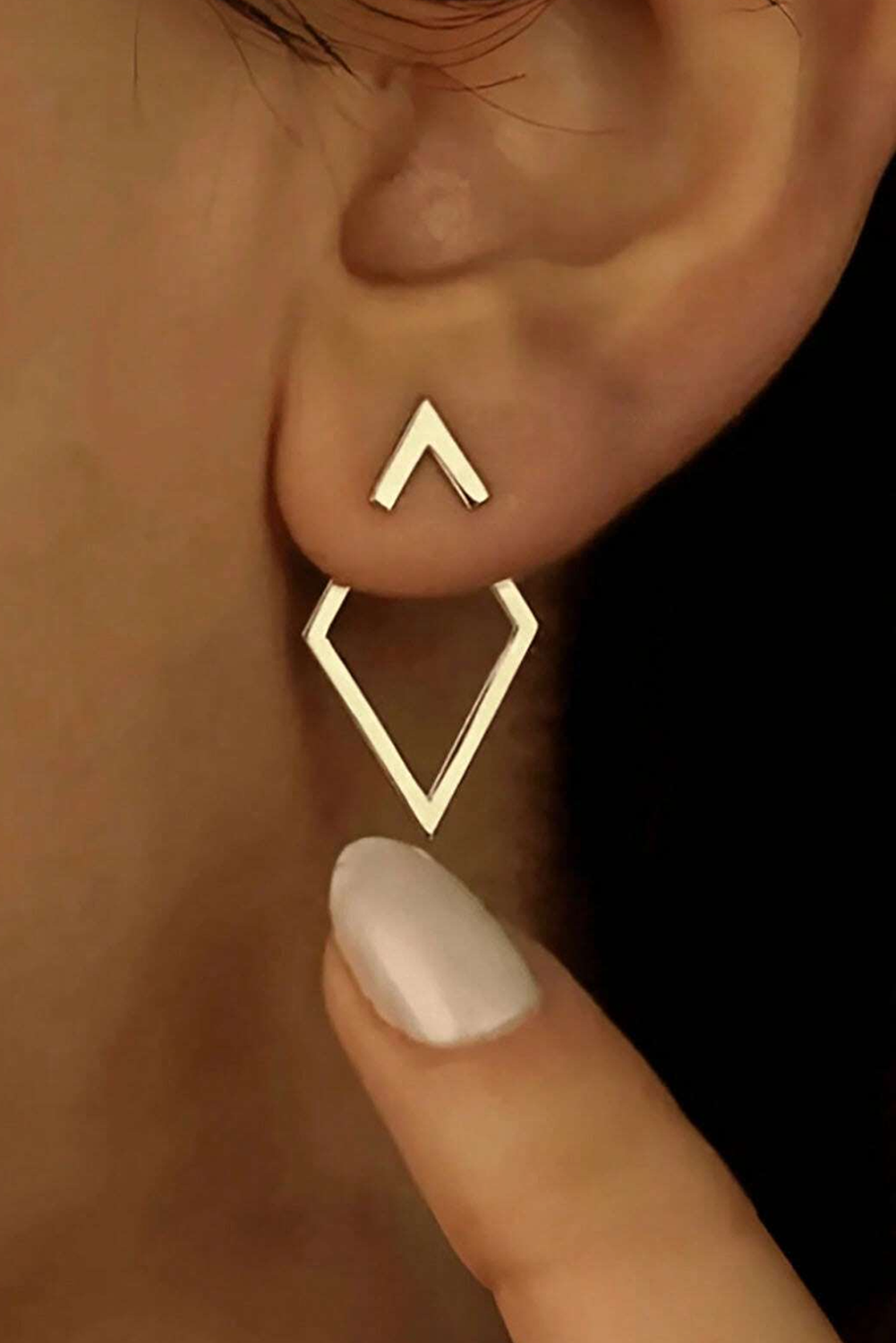 Gold Rhombus Shape Stud Earrings: Gold
