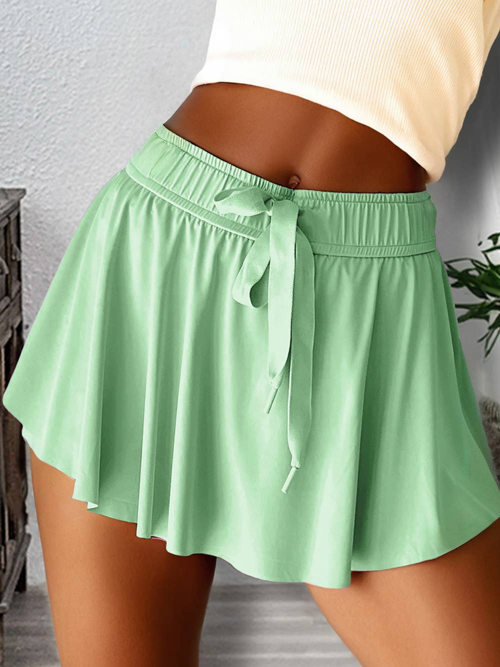 Drawstring High Waist Lined Tennis Skorts | 10 Colors S-4X: Black / XL