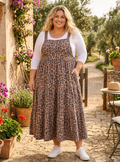 Carly Camel Leopard Print Maxi Dress with Pockets