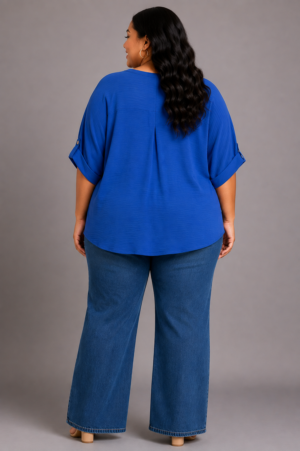 Mia Air Flow V-Neck Puff Half Sleeve Top