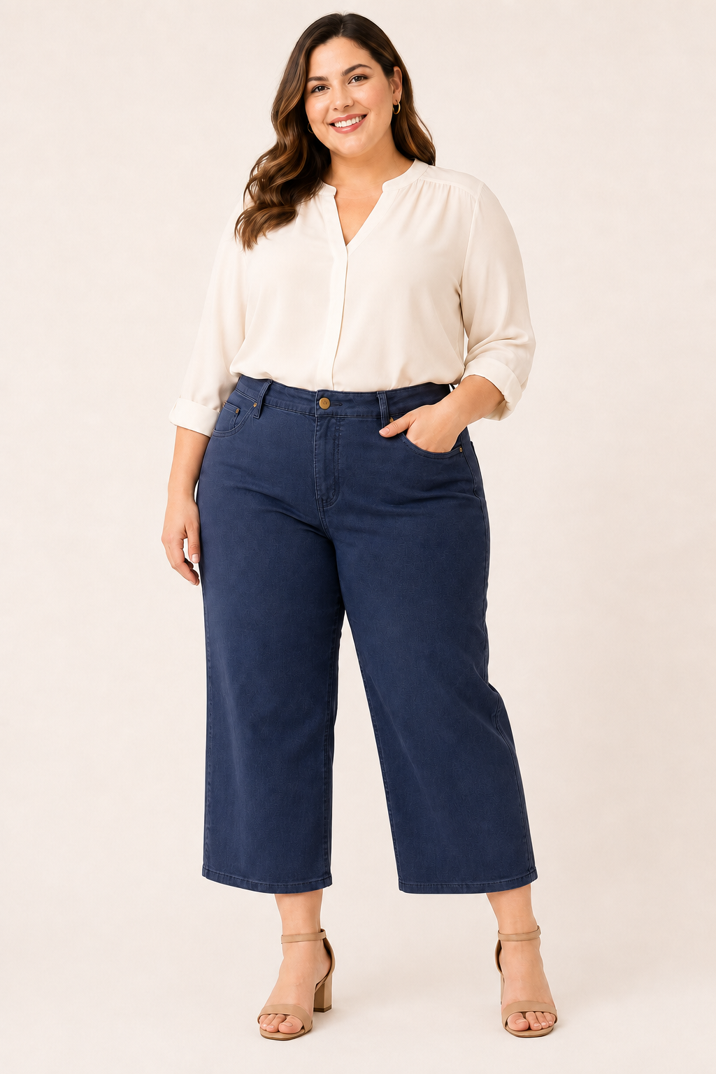 YMI Royalty For Me Hyperstretch Wide Leg Crop Pant – Navy ✨