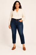 Vervet Enraptured Jeanne High Rise Ankle Slim Straight Jeans – Dark Wash