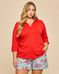 Rebecca Red Lightweight 3/4 Sleeve Blouse
