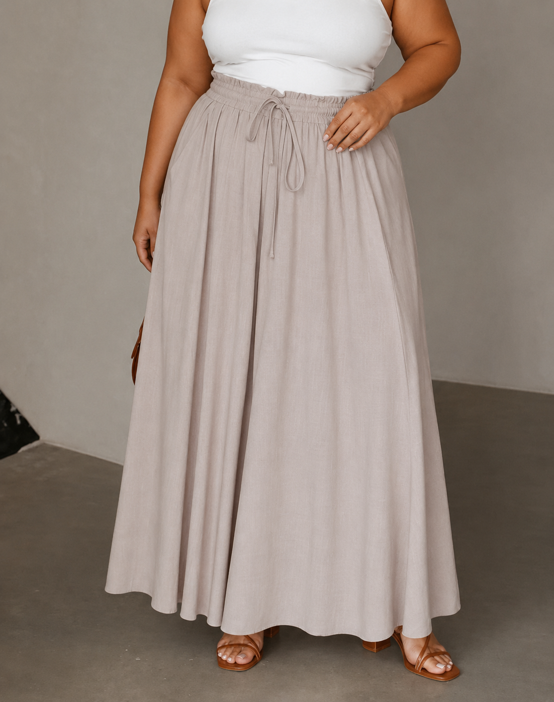 Lynette Apricot High Waisted Wide Leg Pants