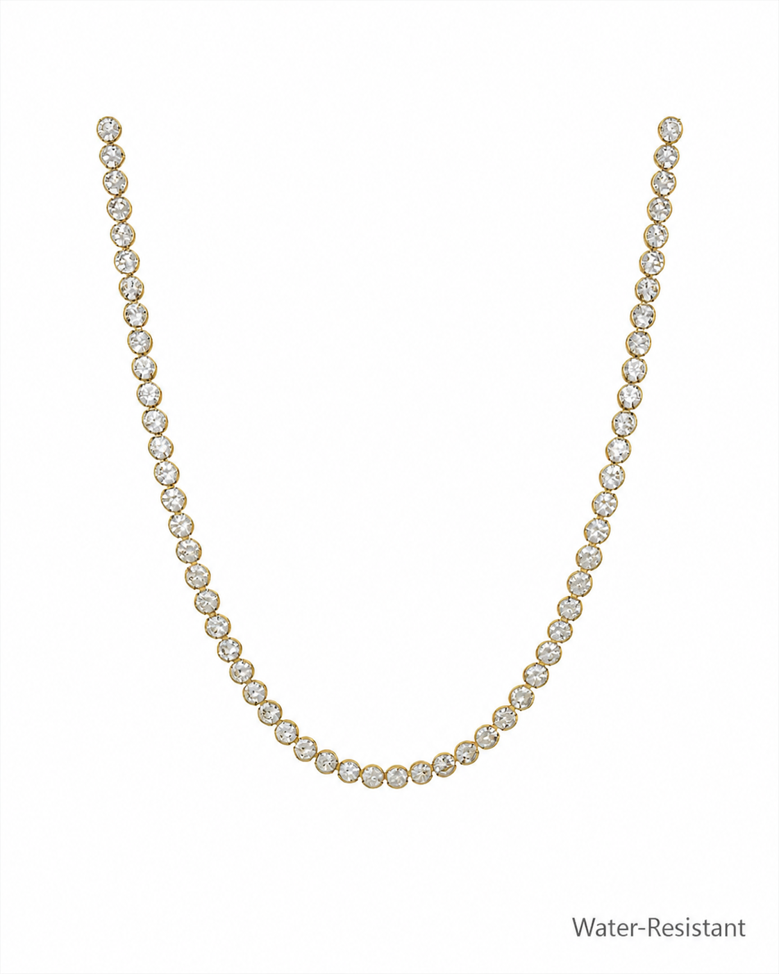 Water Resistant Gold with 4mm Rounded Tennis Necklace 16"-18" Necklace