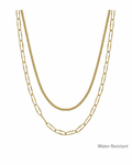 Water Resistant Gold Layered 3mm Bead and Open Chain 16"-18" Necklace