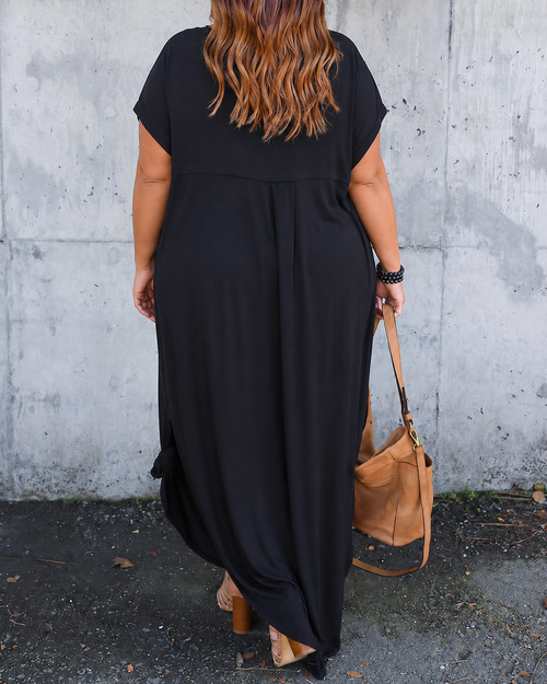 Breonna Black Maxi long Dress by HIDDENBRAND in black — plus size dress (view 2)