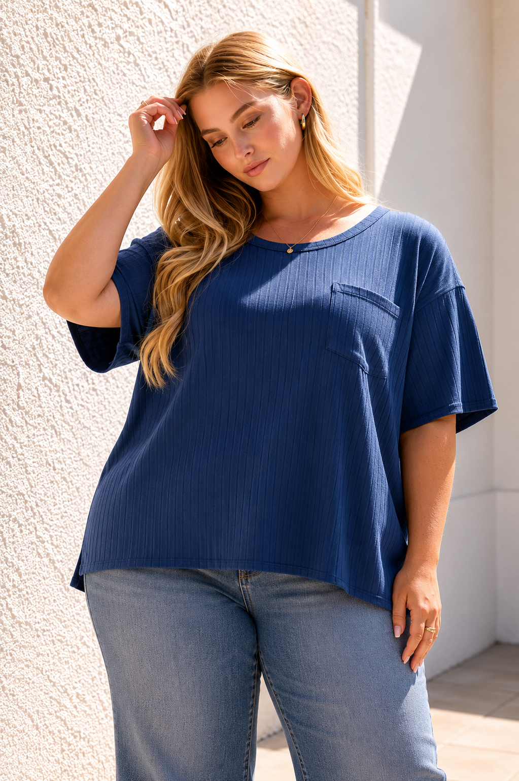 Krista Boyfriend Ribbed Knit Top