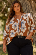 Madison Floral Printed 3/4 Sleeve Blouse