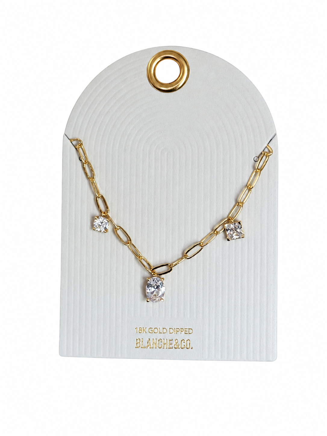 18K Gold Chain with Clear Rhinestone 16"-18" Necklace
