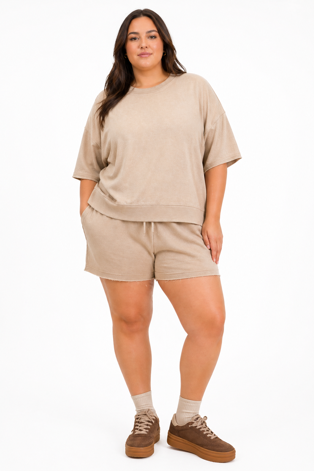 Harley Mineral Washed Knit Casual Top & Short Set