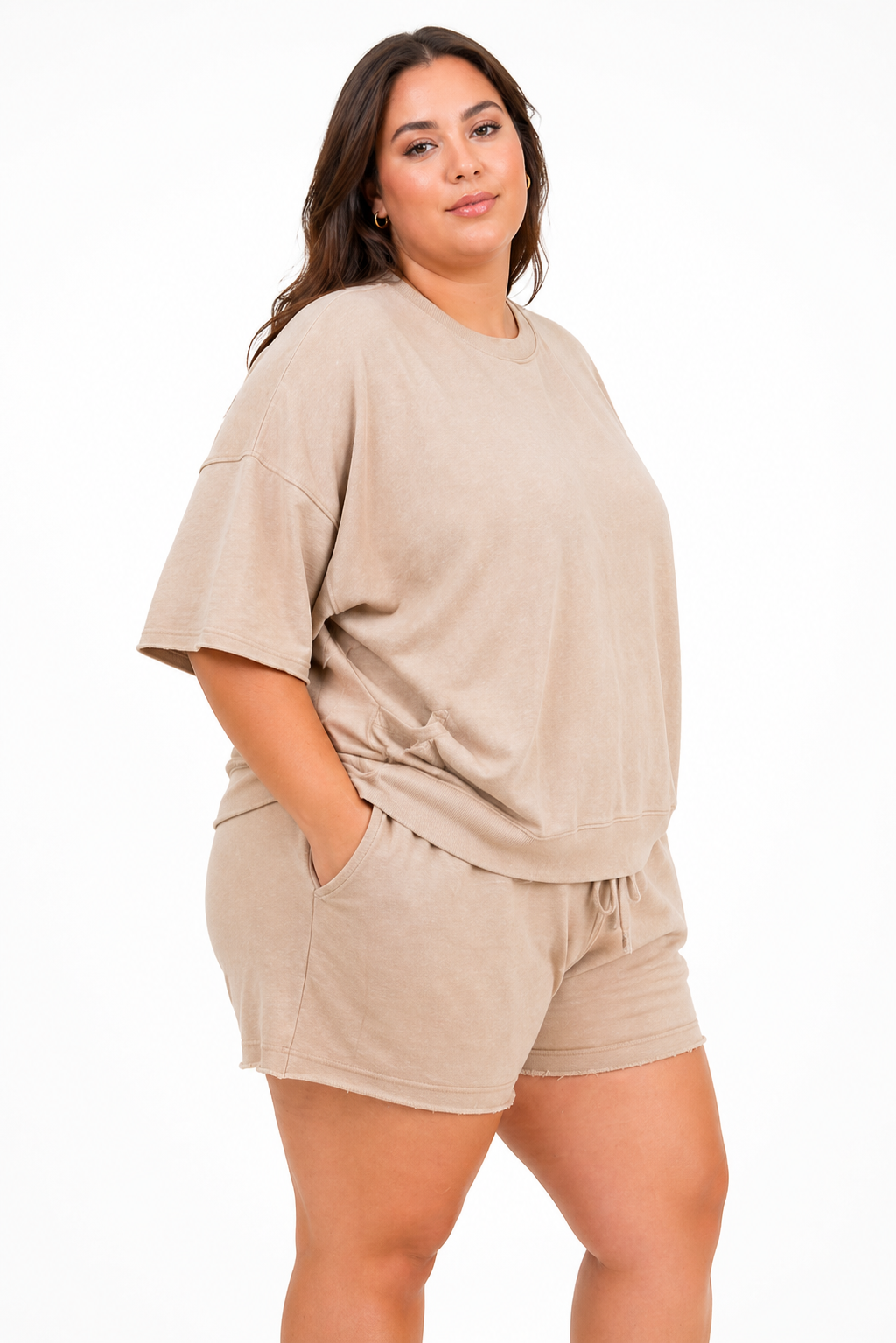 Harley Mineral Washed Knit Casual Top & Short Set