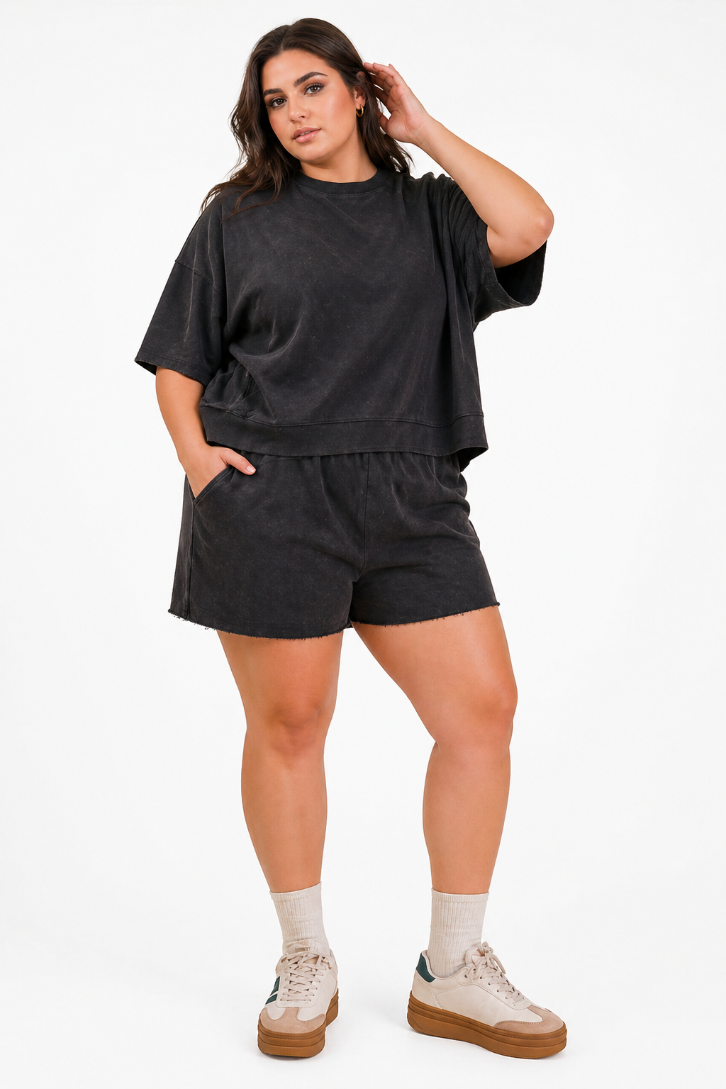 Harley Mineral Washed Knit Casual Top & Short Set