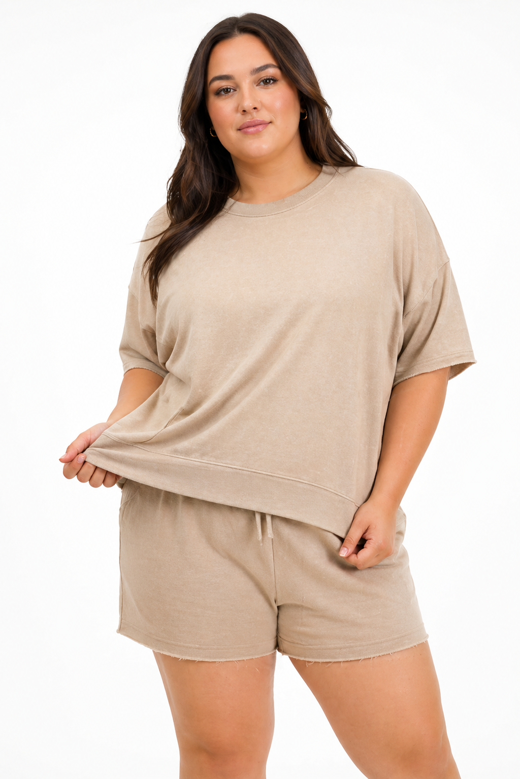 Harley Mineral Washed Knit Casual Top & Short Set