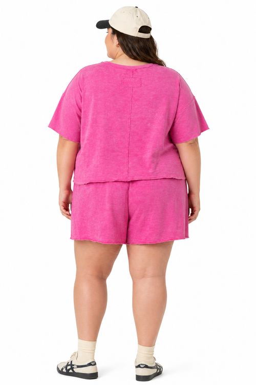 Alexa Mineral Washed Casual Knit Top & Shorts