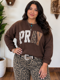 Julie Striped PRAY Embroidered Patch Sweatshirt