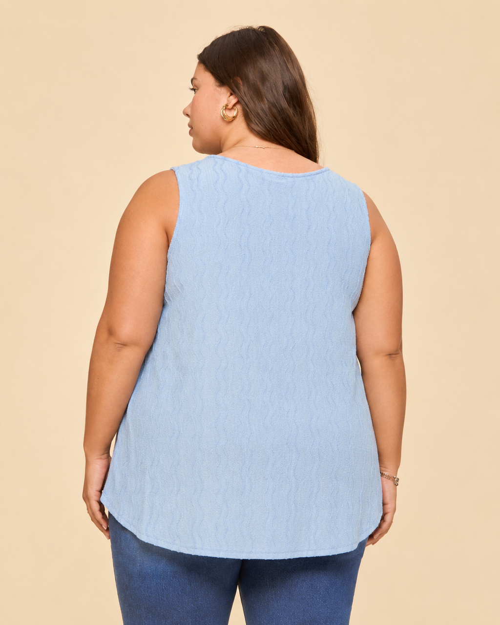 Sydney Sky Blue Textured Tank Blouse