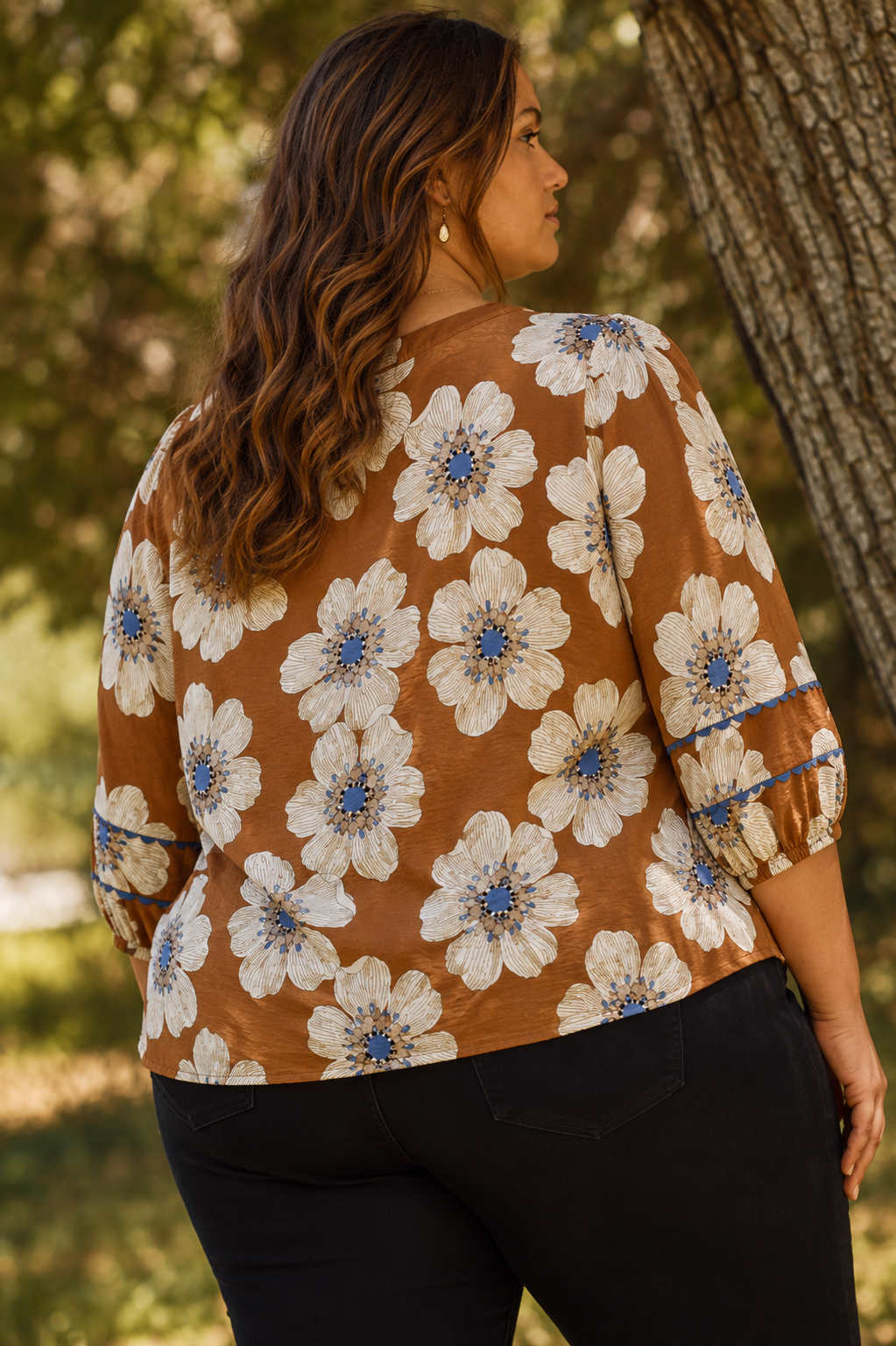 Madison Floral Printed 3/4 Sleeve Blouse