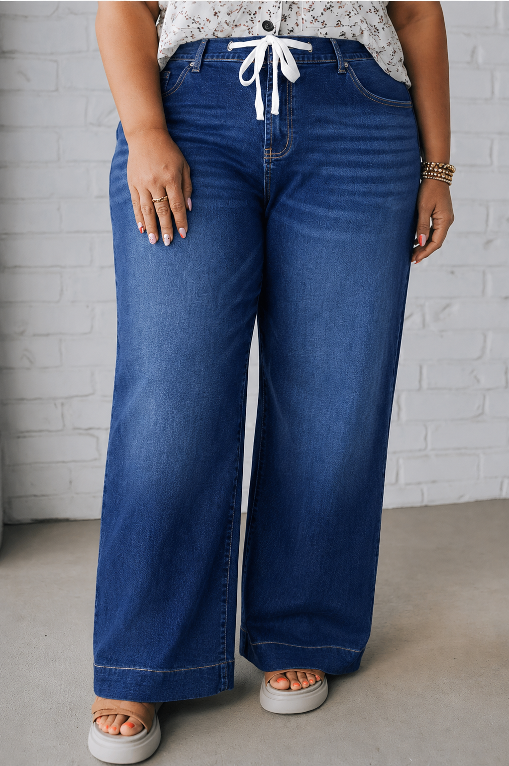 Hailey Acid Wash Lace-up Jeans