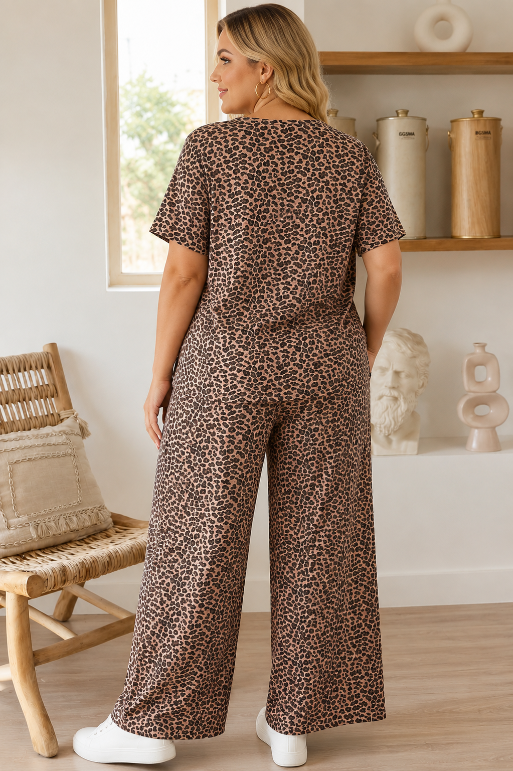 Sierra Leopard Tee Barrel Pants Set