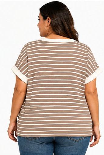 Tessa Contrast Trim Stripe Tee