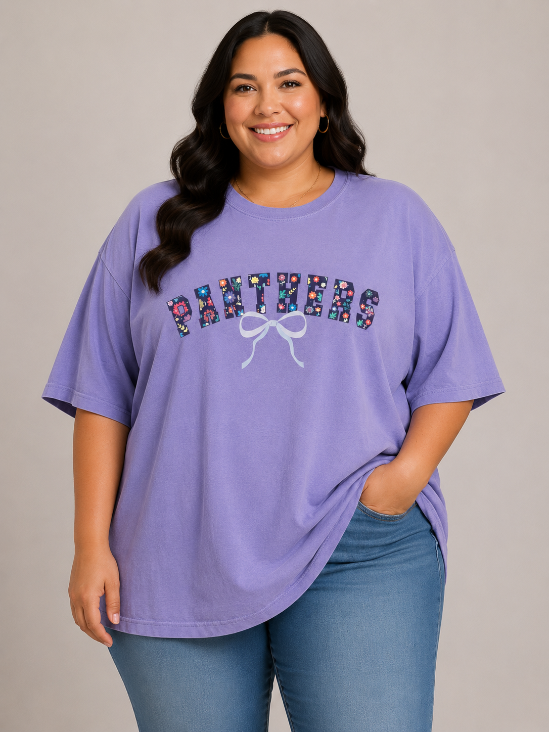 Purple Floral Panther Tee