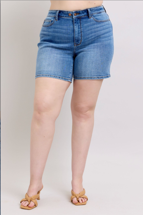 Judy Blue Summer High Waist Double Button Denim Shorts