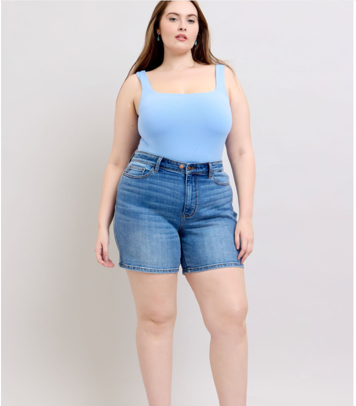 Judy Blue Summer High Waist Double Button Denim Shorts