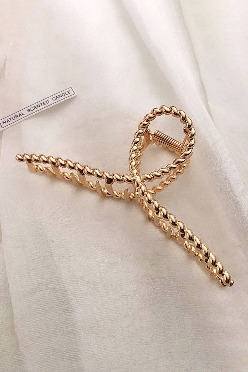 Gold Twist Large Alloy Hair Clip: Gold