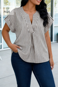 Montana Stripe V Neck Dolman Sleeve Blouse