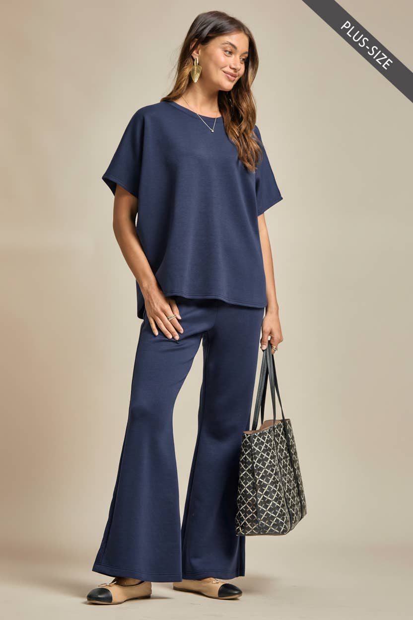 Faith Navy Poncho Top + Bell Bottom Set